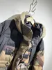 Erkek Aşağı Parka Beyaz Kaz Kamuflaj Ceket Fonksiyonel Cep Ekleme Kalınlaştırılmış Sıcak Kapüşonlu Kayak Takım