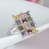 Anillos de boda de lujo de moda Multicolor cristal circón para mujer joyería compromiso declaración anillo tamaño #6-#10