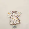 Ensembles de vêtements vêtements d'été bébé dessin animé dinosaure costume à manches courtes haut en coton pour enfants t-shirt short vêtements de sport décontractés