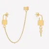 LW Lockit Stud Earring for Women Brass Gold Plated 925 Silver Needle Earrings 공식 복제 최고 카운터 품질 기념일 선물 상자 024