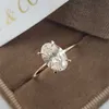 Band Rings Luxury 1.7CT Oval Cut Solitaire Ring Rose Gold Color Hidden Halo Crystal Stone Rings For Women Wedding Party Cool Jewelry Gift G230213