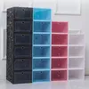 Thicken Plastic Shoe Boxes Clear Dustproof Shoe Storage Box Transparent Flip Candy Color Stackable Shoes Organizer Boxes new