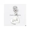 Charms 200 PCS Family Word Heart Shape Pendants Dingles Pärlor Fit Pandora Armband eller Bangle Diy Jewelry Drop Delivery 202 DHVSE