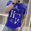 Camisetas para hombres 2023 Summer Streetwear Social Nightclub O-cuello Tops Tees Rhinestone Carta Camisa Hombres Manga corta Negocios Casual Camiseta