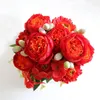 Decorative Flowers Artificial Peonies 5 Heads Faux Fake Floral Arrangements Flower Centerpieces For Table Home Decor Indoor