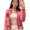 Women's Knits & Tees Designer MIU family knitted pink lapel zippered cardigan girly style age reduction short coat top new in 2022 winter TJRR