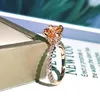 Bröllopsringar Yanleyu Rose Gold Color for Women Princess Cut Cubic Zirconia Engagement Ring Bridal Jewelry Christmas Gift PR209