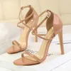 Sandals Ladies Narrow Strap Sexy High Heels Round Toe Classic Women Thin Wedding Dress Pump 8/11cm Sandalias Mujer