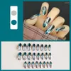 Faux Ongles 24pcs Faux Avec Des Conceptions En Métal Couleur Miroir Long Cercueil Sharp Plein Nail Art Conseils Beauté Appuyez Sur