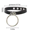 Choker 2023 Punk PU Leather Circle Round Collar Collana Birthday Party Gift Jewelry Rock per donna uomo