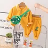 Kläder sätter Spring Baby Cartoon Dinosaur Set Boys 'and Girls' Long Sleeve tröja Pants Piece Simple Sports Wearsatchel