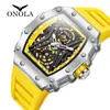 Orologi da polso ONOLA ON3828 Orologio scheletrato quadrato da uomo automatico moda orologi sportivi luminosi meccanici per