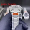 Nieuw aangekomen ijsje roestvrij staal 39 mm glanzende kast grijs gezicht automatische gladde vegende handen diamanten alles in buckle watch314J