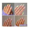 False unhas 24pcs am￪ndoa floral Falsa Pression FLER Pressione em Manicure Diy Manicure Ferramentas Diretiva Droga de Sa￺de Arte da Beleza Salo Dhzon