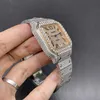 2023 أحدث مشاهدة الماس للرجال في عام 2023 Big Diamond Bezel Full-Diamond الشهيرة Hip-Hip-Hop Watch 2Tone Rose Gold CA