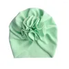 Hats Baby Girl Fashion Floral Knotted Turban 0-3Y Born Infant Toddler Casual Solid Cap Soft Cotton Beanie Kids Accessories