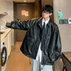 メンズジャケットPrivathinkerメンズレザージャケットルーズファッションフェイクラグジュアリーユニセックス服秋の男性コートカジュアル韓国スタイルジッパーアウトウェア230213