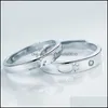Couple Rings 2Pcs Love Sets Zircon Ring Fashion Sier Jewelry Romantic Lover Set Drop Delivery Dhnpu