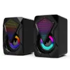 Portable Speakers X2 Stereo Sound Surround Loudspeaker with Light for Desktop Laptop PC Computer USB Powered Subwoofer