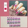 Yanlış Tırnaklar 24 PCCS Tasarımlarla Sahte Metal Renk Aynası Uzun Tabut Keskin Full Nail Art Tips Güzellik Baskı