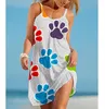 Casual Dresses Dog Print Sexy Girl Sling Beach Dress Elegant Summer Womens Fashion Outing Midi Patry Sleeveless