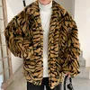 Men's Jackets Winter Women Faux Mens Fur Tiger Pattern Coat Jacket Male Fashion Warm Streetwear Thicken Outwear Oversize Hip Hop 230213