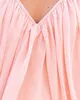 Women's T Shirts Women's Top Tied Detail Backless Ruched Batwing Sleeve Blouses V-Neck Long Blouse