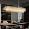 Lampadari Rettangolo Lampadario di cristallo per sala da pranzo Led Decorazioni per la casa Illuminazione Lampada a sospensione moderna cromata / oro Cucina creativa Lustro