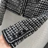 Kanał przyczynowy CCITY Odzież Kobiety Designerka Vintage długa tweed marynowana kurtka Tops Płaszcz Kobiet Mediolan Sleeve Designer Dress Sukiet Q4