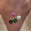 Ketens srcoi Koreaans gekleurde email Love ketting minimalistische preppy perzik hart dot ketting hangtempert temperament sleutelbeen sieraden