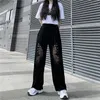 Women's Pants Wide Leg Women Harajuku Y2k High Waist Trendy BF Style Teens Oversized Trousers Butterfly Cutout Casual Womens Streetwear