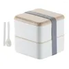 Dinnerware Sets Ableware Bowl Leakproof Lunch Containers With Cutlery Stackable Japanese Traditional Bento Box