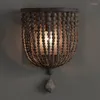 Wall Lamp Nordic Retro Bohemia LED Wooden Bead Corridor Dining Room Bedside Children's Interior Decoration Lights