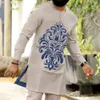 Men's Tracksuits Dashiki Mens Top Pant 2 Pieces Outfit Set African Men Clothes Set Beige African Clothing For Men Shirt With TrouserM-4XL 230213