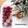 Feestdecoratie 30 stcs 6 cm kerst hanger kleurballen handgeschilderde matte afwerking streep patroon decoratieve boom fade resis