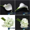 Dekorativa blommor kransar bukett realistiska vita latex calla lily lisianthus blommor gäng 20 huvud droppe leverans hem gar dhlvi