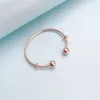 18K Rose Gold Cuff Bangle Bracelet for Pandora Authentic Sterling Silver Wedding Party Jewelry For Women Girlfriend Gift Open Bracelets with Original Retail Box