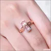 Cluster Ringe Rosa Kristall Katze Ring Damen Niedliche Kätzchen Haustier Sier Schmuck Geburtstag Vintage Rose Gold Quarz Drop Lieferung Dhj1H