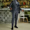 Ternos masculinos Blazers Twopieces Jackets calça xadrez de manga longa com calça de calça para os conjuntos de moda masculina Man Classic Black Suit 230213