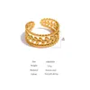 Band Rings Yhpup New Design Stainless Steel Leaves Ring Statement Metal Gold 18 K Plated Opening Joyera Acero Inoxidable Mujer Gala Gift G230213
