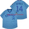 Anpassade basebolltröjor 14 Ernie Banks Vintage 1942 1957 1968 1969 1994 Hem Away Blue Cream Grey White Pullover Button