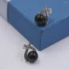 Stud Earrings Pure 925 Sterling Silver For Women With Onyx And Mother Of Pearl