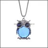 Pendant Necklaces Owl Rhinestones Crystal Clothing Accessories Sweater Long Chain Necklace Drop Delivery Jewelry Pendants Dhrql