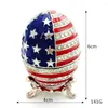 Jewelry Pouches Vintage Stars And Stripes Egg Shape Enamel Box Ring Holder Organizer