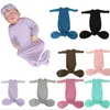 Nyfödda sovsäckar Kepsar Set Solid Rompers Pannband Kostym Anti Kick Klätterkläder Knuten Onesie Pyjamas Set Hemkläder Sovkläder BC291