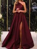 A-Line Purple Evening Dress One Schulter ärmellose bodenlange Satin-Prom-Formalkleider Verlobungsroben de Soiree Vestidos de fieast 2023