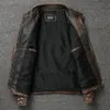 Men's Leather Faux cowhide jacket casual men's standup collar made old motorcycle suit 230213