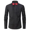 Men's Dress Shirts Tuxedo Shirt For Men French Cuff Buttons Wing Tip Weddding Bridegroom White Black Red With Bow-tie