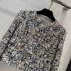 2022 женский винтажный дизайнерский твидовый блейзер куртка пальто женский милан взлетно-посадочная полоса дизайнерское платье повседневные топы с длинным рукавом одежда костюм Q2