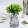 Decorative Flowers 6PcsWedding Party Home Decor Mini Simulation Fake Flower Green Plant Potted Small Plastic Milanese Grain